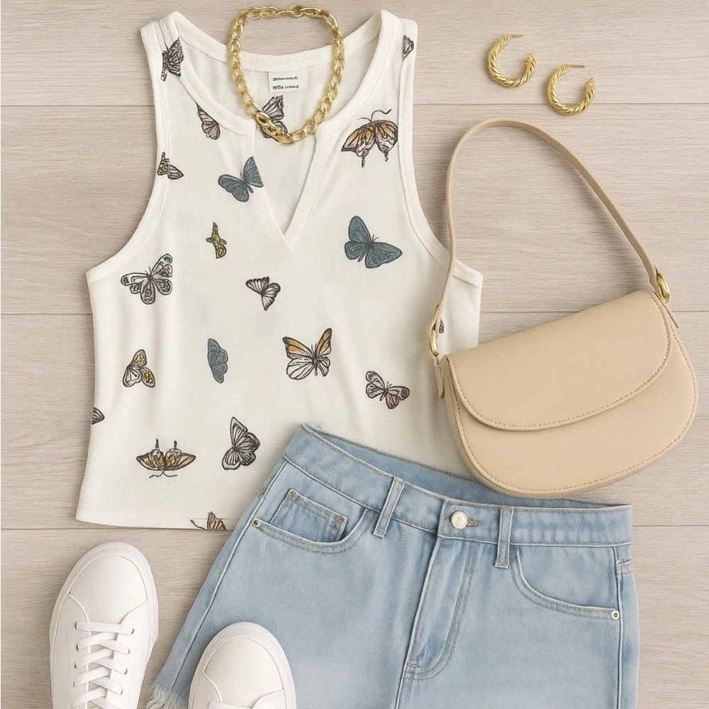 🦋 Gilly Hicks Butterfly Print Tank Top XS